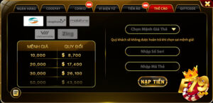 Red79 chấp nhận nhiều loại thẻ nạp viễn thông